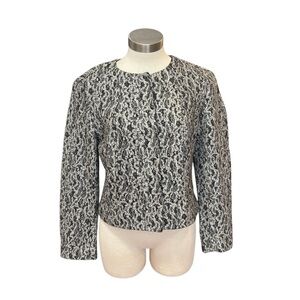 Lafayette 148 New York Womens Textured Jacket Lace Print Wool Lightweight Sz. 8